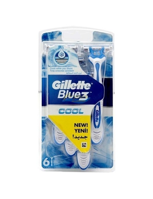 Gillette Maszynki do Golenia dla Mężczyzn Jednorazowe z 3 Chromowanymi Ostrzami Blue 3 Cool 6 szt
