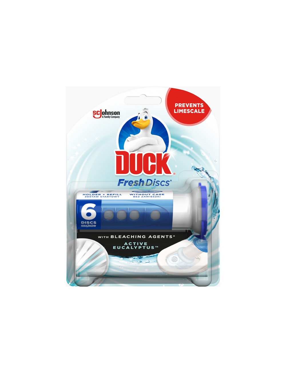 Duck Krążki Żelowe do Toalety Eukaliptus Fresh Discs 36 ml (uchwyt + 6 krążków)