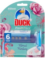 Duck Krążki Żelowe do Toalety Floral Fantasy Fresh Discs 36 ml (uchwyt + 6 krążków)