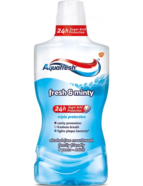 Aquafresh Płyn do Płukania Jamy Ustnej bez Alkoholu Fresh & Minty 500 ml
