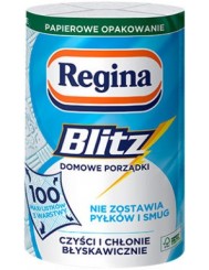 Regina Ręcznik Papierowy Niepylący Blitz 3-warstwowy Celuloza (33x25,7 cm) (1 rolka  x 100 listków)