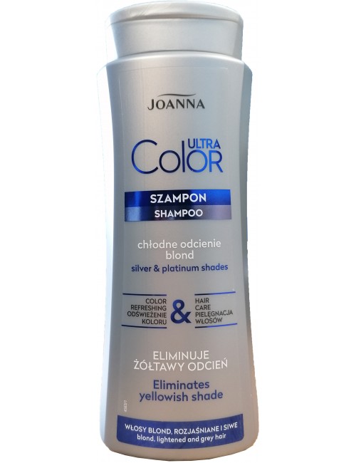 Joanna Ultra Color System Szampon do Włosów Blond, Rozjaśnianych i Siwych 400 ml – nadaje platynowy odcień
