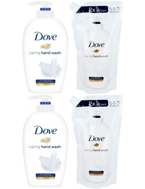 Dove Caring Hand Wash Mydło w Płynie z Pompką 250 ml + Zapas 500 ml Zestaw ( 2 x  250 ml + 500 ml ) 