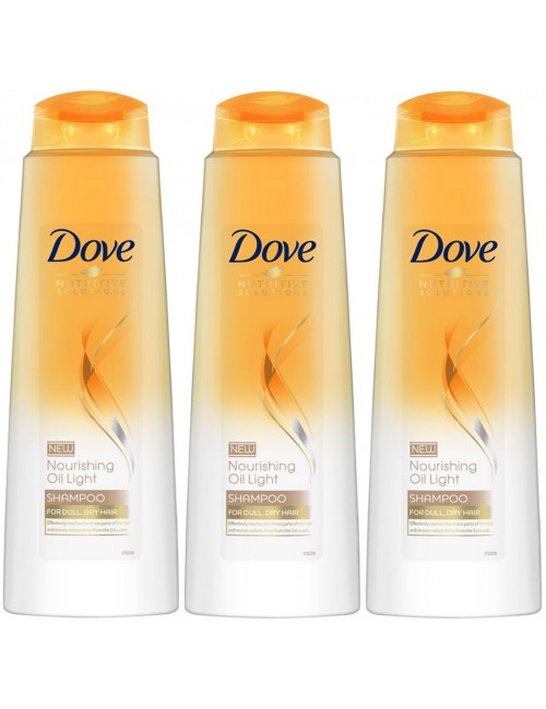 Dove Szampon z Odżywką do Włosów Normalnych Nourishing Oil Light  Zestaw ( 3 szt x 400 ml )