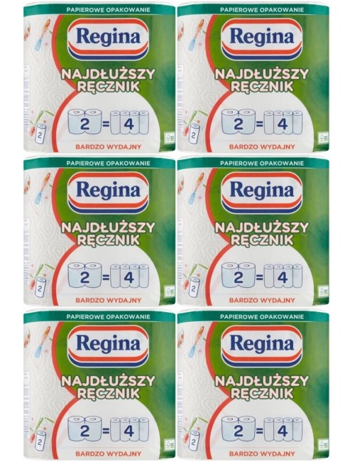Regina Ręcznik Papierowy z Dekoracjami Najdłuższy 2-warstwowy Celuloza Zestaw (6x 2 rolki)