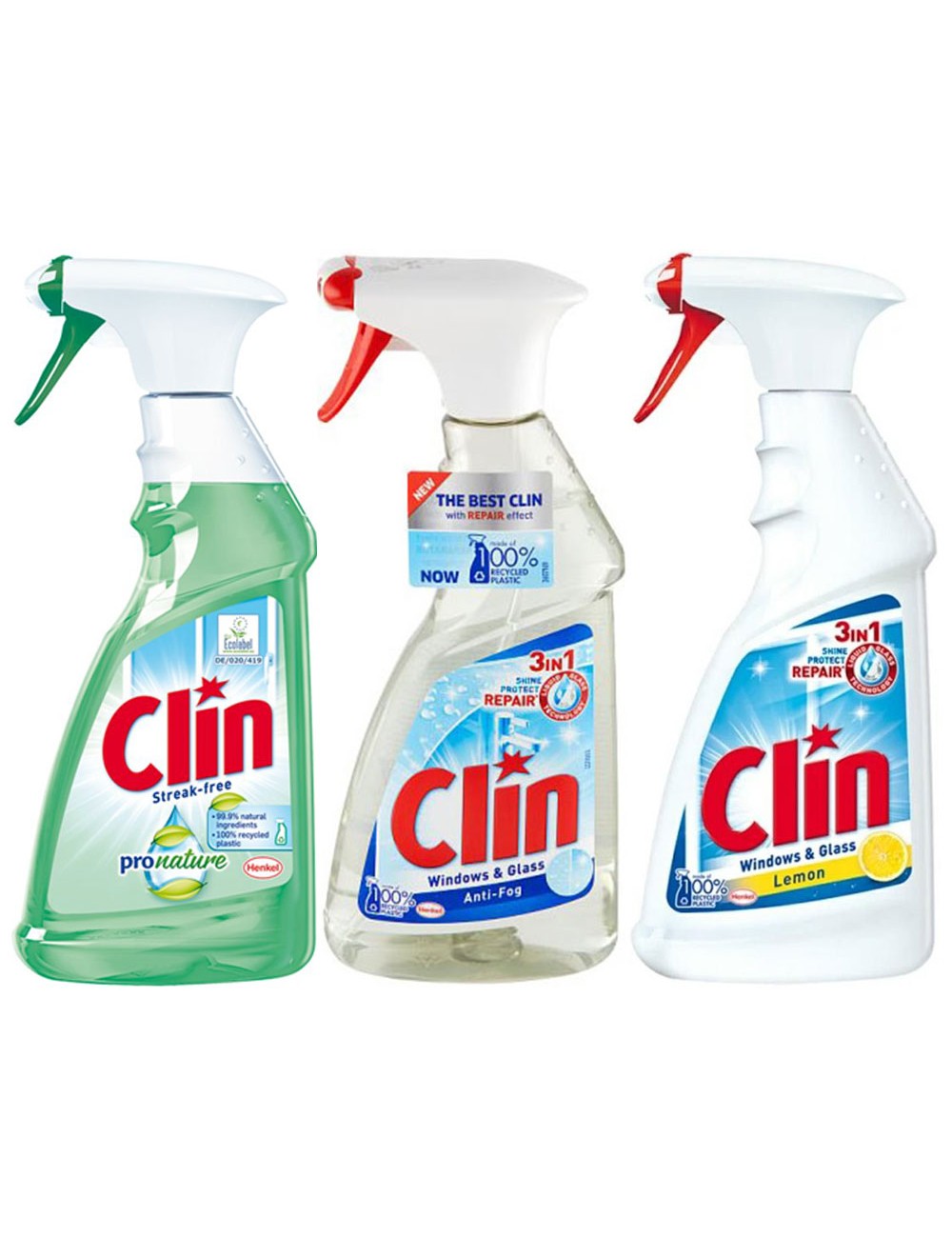 Clin Windows & Glass Spray Citrus – środek do czyszczenia okien z alkoholemZestaw ( 3 szt x 500 ml )