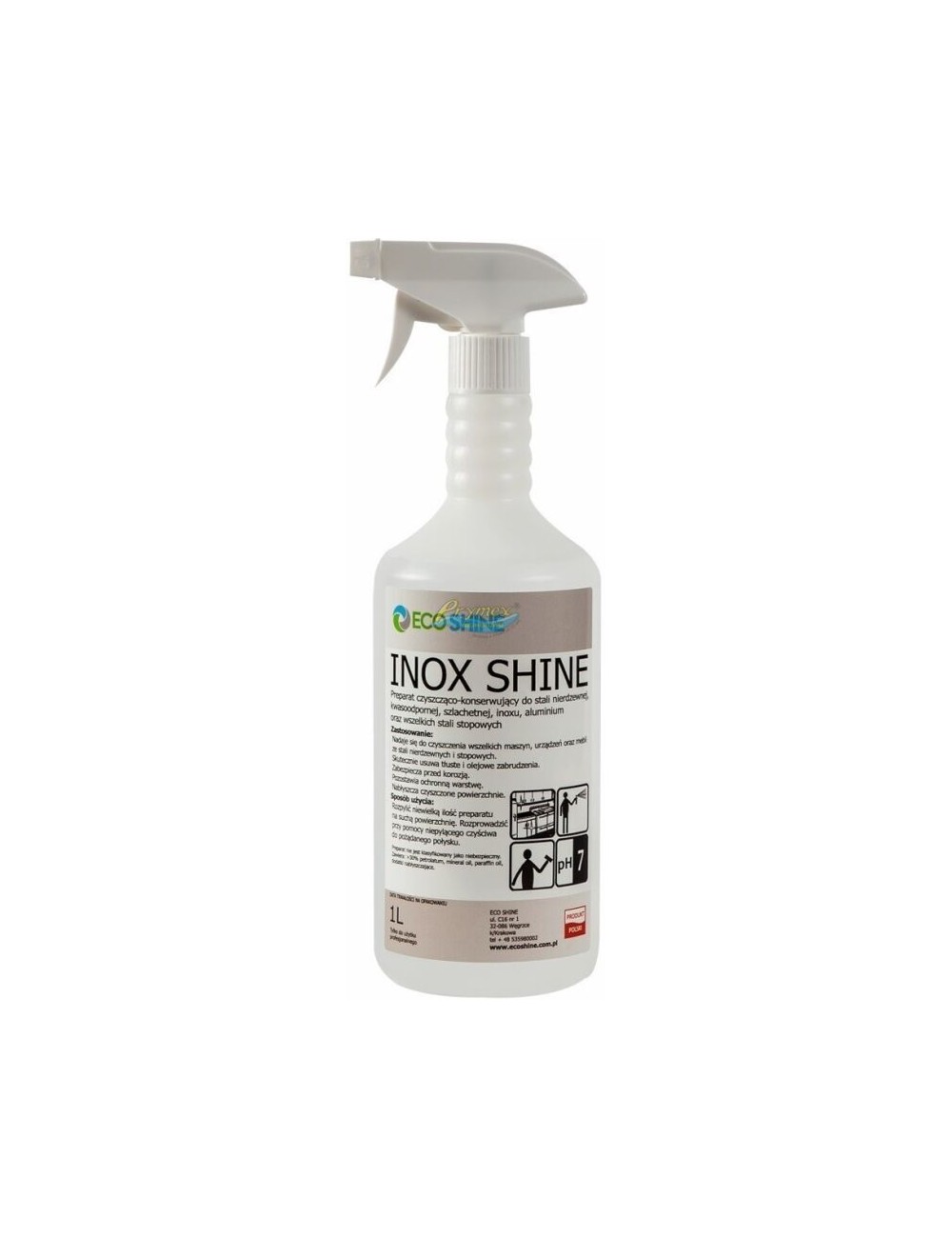 Eco Shine Preparat Czyszcząco-Konserwujący do Stali Nierdzewnej, Kwasoodpornej, Szlachetnej, Inoxu, Aluminium Spray 1 L
