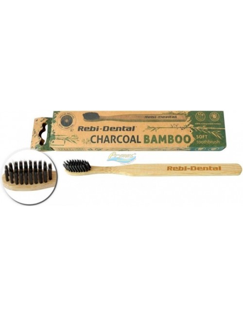 Rebi-Dental Szczoteczka do Zębów Bambusowa z Włosiem z Węglem Aktywnym Miękka 1 szt