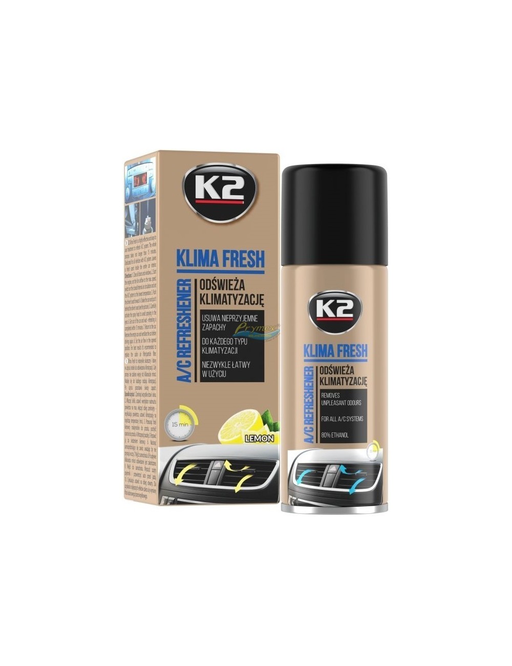 K2 Środek do Odświeżania Klimatyzacji Samochodowej Spray Cytryna Klima Fresh 150 ml