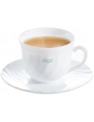 Filiżanki do Kawy (220 ml) ze Spodkiem z Białego Szkła Hartowanego Trianon Luminarc (12 elementów)
