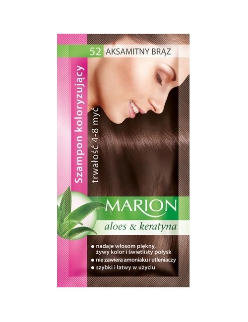 Marion Nr 52 Aksamitny Brąz 40ml – szamponetka koloryzująca  4-8 myć, zawiera wyciąg z aloesu