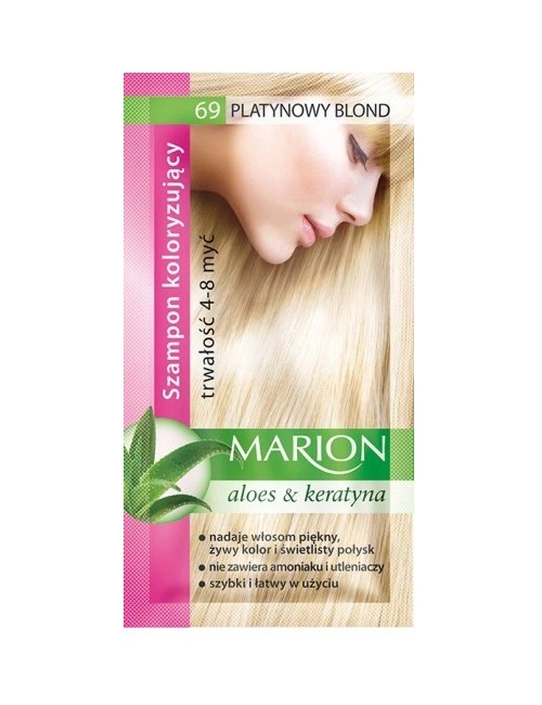 Marion Nr 69 Platynowy Blond 40ml – szamponetka koloryzująca  4-8 myć, zawiera wyciąg z aloesu