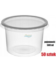 Pojemniki Okrągłe do Pakowania Żywności (500 ml) PP 50 szt + Pokrywki 50 szt