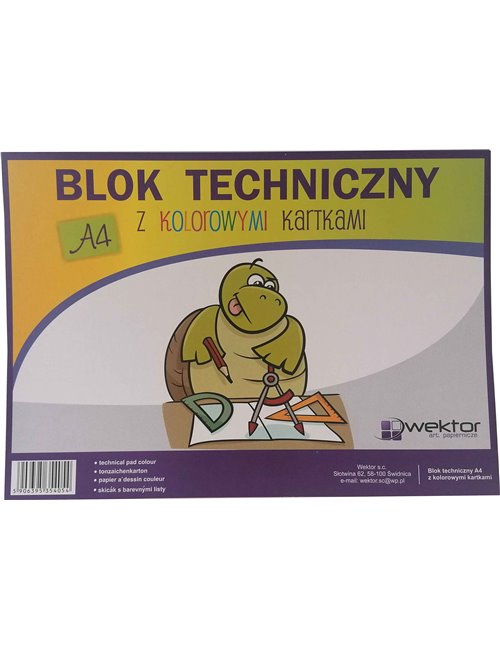 Blok Techniczny A4 z Kolorowymi Kartkami Różne Wzory Okładek (8 kartek) 1 szt