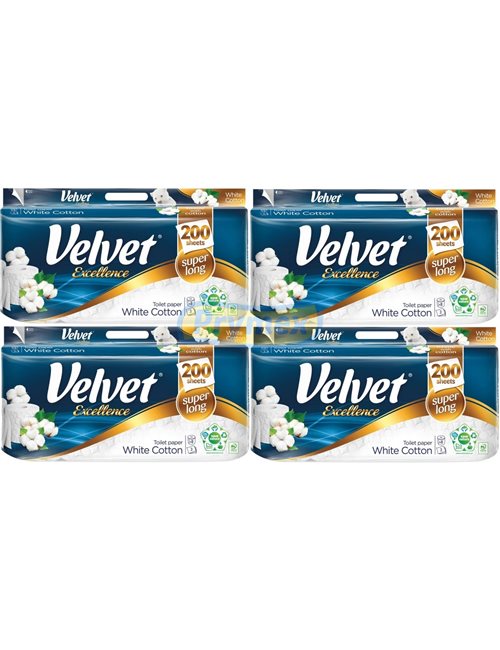 Velvet Papier Toaletowy 3-Warstwowy Biała Bawełna Excellence Zestaw (4 x 10 rolek)
