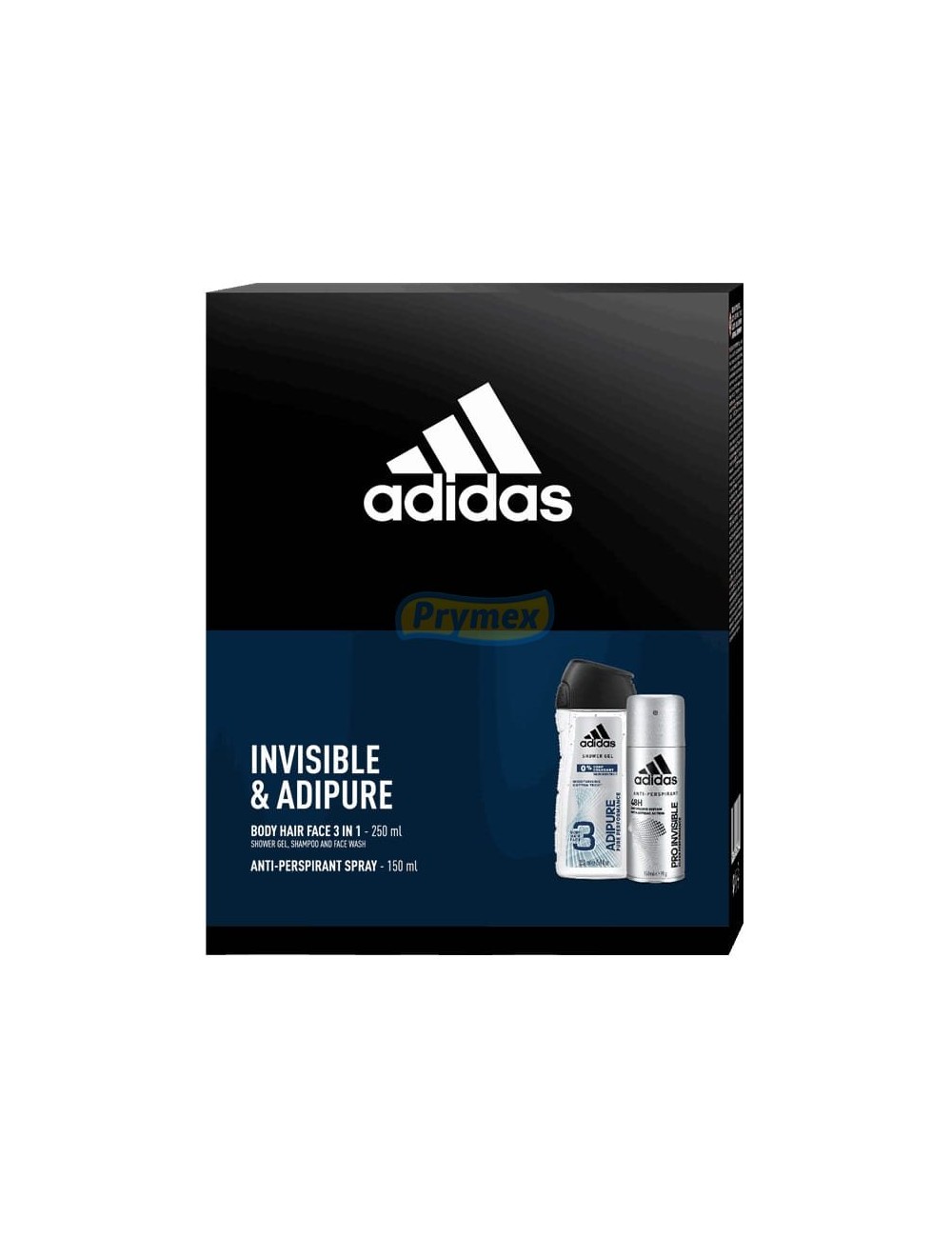 Adidas Zestaw dla Mężczyzn Invisible & Adipure – Żel pod Prysznic 250 ml + Antyperspirant Spray 150 ml