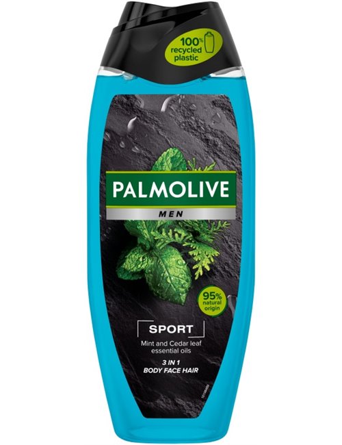 Palmolive Żel pod Prysznic dla Mężczyzn 3-w-1 do Ciała, Włosów i Twarzy Mięta i Liść Cedru Sport 500 ml