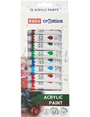 Farby Akrylowe w Tubie Easy Creative (12 kolorów) 12 ml