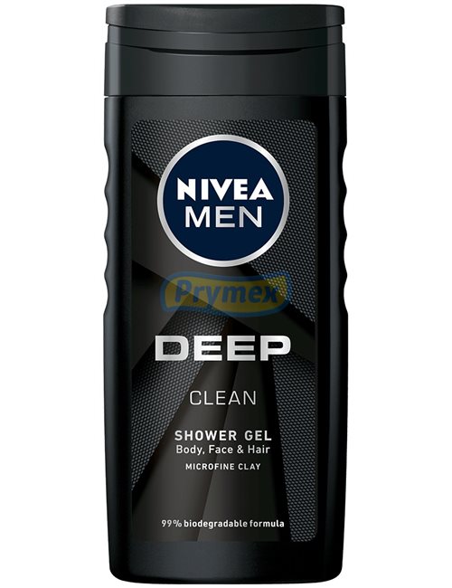 Nivea Men Deep Clean Żel pod Prysznic dla Mężczyzn do Ciała Twarzy i Włosów 250 ml