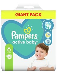 Pampers Pieluchy Jednorazowe dla Dzieci Rozmiar 6 (13- 18 kg) Active Baby 56 szt