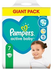 Pampers Pieluchy Jednorazowe dla Dzieci Rozmiar 7 (15+ kg) Active Baby 52 szt