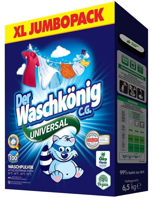 Waschkönig Universal XXL Niemiecki Uniwersalny Proszek do Prania Tkanin 6,5 kg