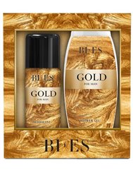 Bi-es Gold Zestaw Męski Żel pod Prysznic i Szampon 2w1 250 ml +Dezodorant w Spray 150 ml
