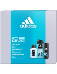 Adidas Zestaw dla Mężczyzn Ice Dive – woda po goleniu 50 ml + żel pod prysznic 3-w-1 250 ml + dezodorant spray 150 ml