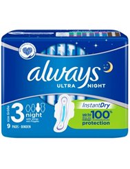 Always Podpaski Higieniczne ze Skrzydełkami (rozmiar 3) Ultra Day & Night 9 szt