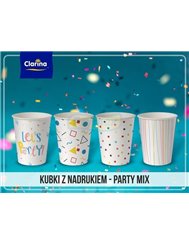 Kubki Papierowe (250 ml) do Ciepłych Napojów Party Mix 50 szt
