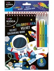 Kolorowanka Velvet Kosmos (6 arkuszy) + pisaki Kidea 