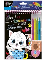 Kolorowanka Velvet Kot (6 arkuszy) + pisaki Kidea 