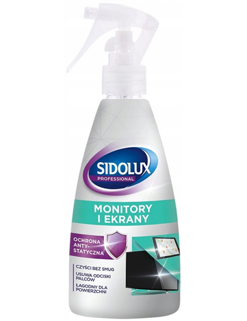 Sidolux Professional Płaskie Ekrany 200 ml – usuwa odciski palców, czyści bez smug, łagodny dla podłoża