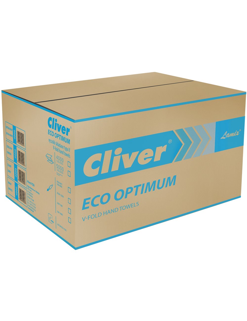 Cliver Ręczniki Papierowe ZZ Składane Makulatura 1-Warstwowe Szare Eco Optimum (4000 listków)