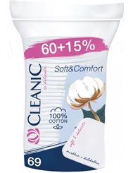 Cleanic Płatki Kosmetyczne Kwadratowe Delikatne 60 szt +15%