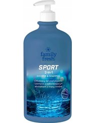 Family Fresh Szampon i Żel pod Prysznic dla Mężczyzn Chłodzący Mięta 2-w-1 Sport 1L