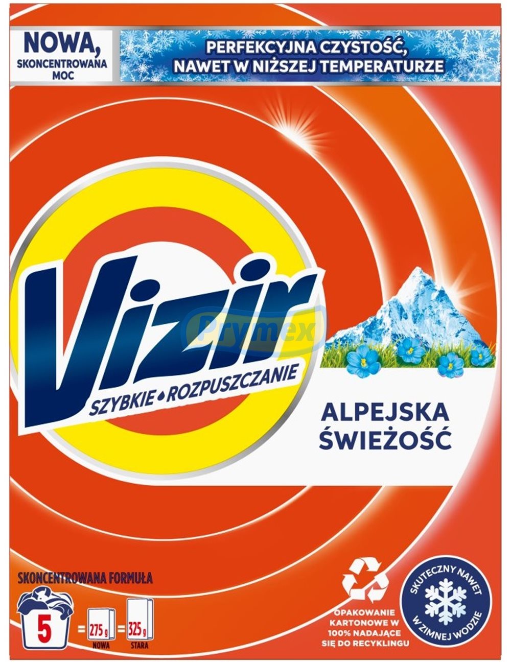 Vizir Proszek do Prania Tkanin Białych i Jasnych Alpejska Świeżość 275 g (5 prań)