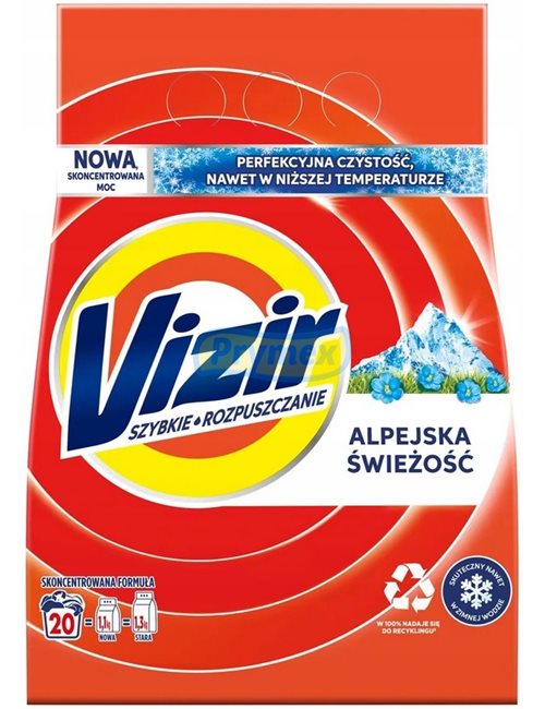 Vizir Proszek do Prania Tkanin Białych i Jasnych Alpejska Świeżość 1,1 kg (20 prań)