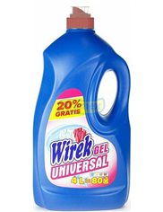 Wirek Żel do Prania Tkanin Kolorowych i Białych Universal 4 L (80 prań)