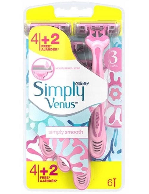 Gillette Simply Venus 3 Plus Pink Maszynki do Golenia dla Kobiet 6 szt