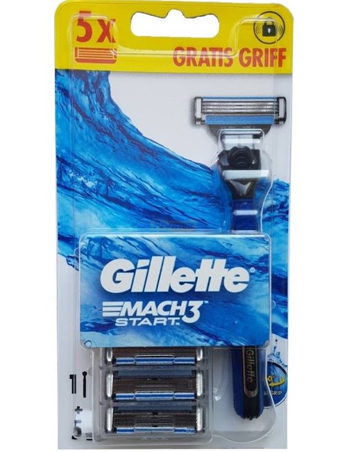 Gillette Maszynka do Golenia dla Mężczyzn Mach 3 Start + 5 Wkładów (3 ostrza) 1 szt