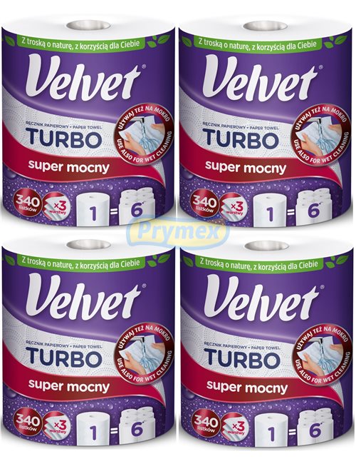 Velvet Ręcznik Papierowy Super Mocny Turbo 3-warstwowy Zestaw (4 rolki)
