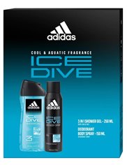 Adidas Zestaw Męski Ice Dive – Żel pod Prysznic 3-w-1 250 ml + Dezodorant Spray 150 ml