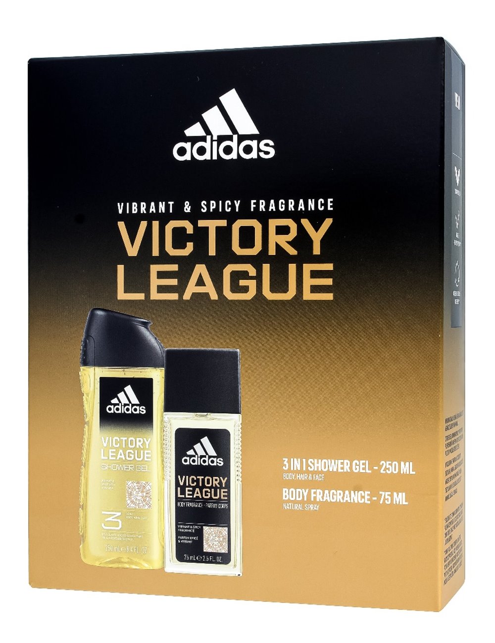 Adidas Zestaw Męski Victory League - Żel pod Prysznic 3-w-1 250 ml + Body Fragrance 75 ml