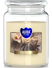 Aura Scented Candle Duża Świeca Zapachowa w Szkle z Wieczkiem Vanilla 1 szt 