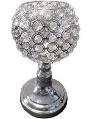 Świecznik Metalowy (26 cm) z Kryształkami