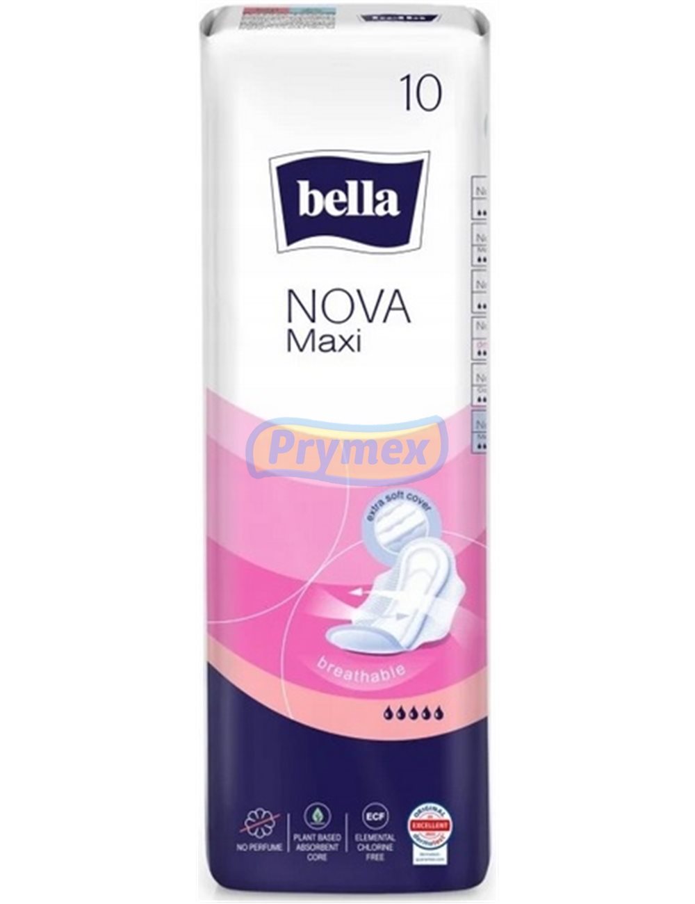 Bella nova maxi 10 szt – wydłużone podpaski higieniczne z bocznymi osłonkami