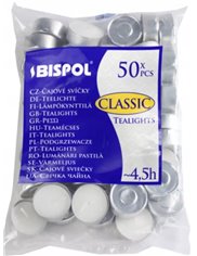 Bispol Classic Tealights Swiece Podgrzewacze 4,5h Bezbarwne, Bezzapachowe 50 szt