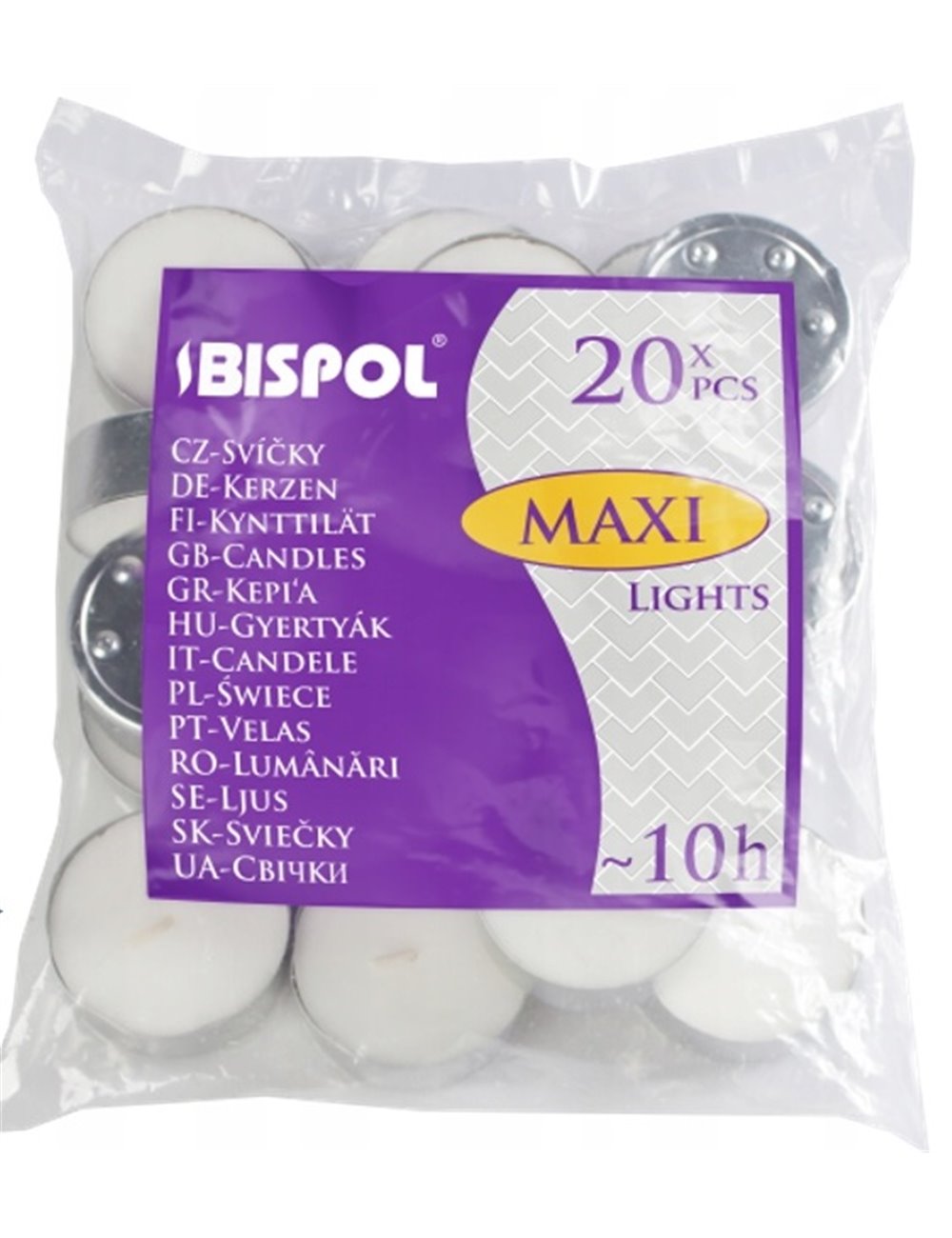 Podgrzewacze Bezzapachowa Bispol Maxi Lights (~10h) 20 szt