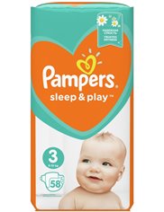 Pampers Pieluchy Jednorazowe dla Dzieci rozmiar 3 (6-10 kg) Sleep & Play 58 szt